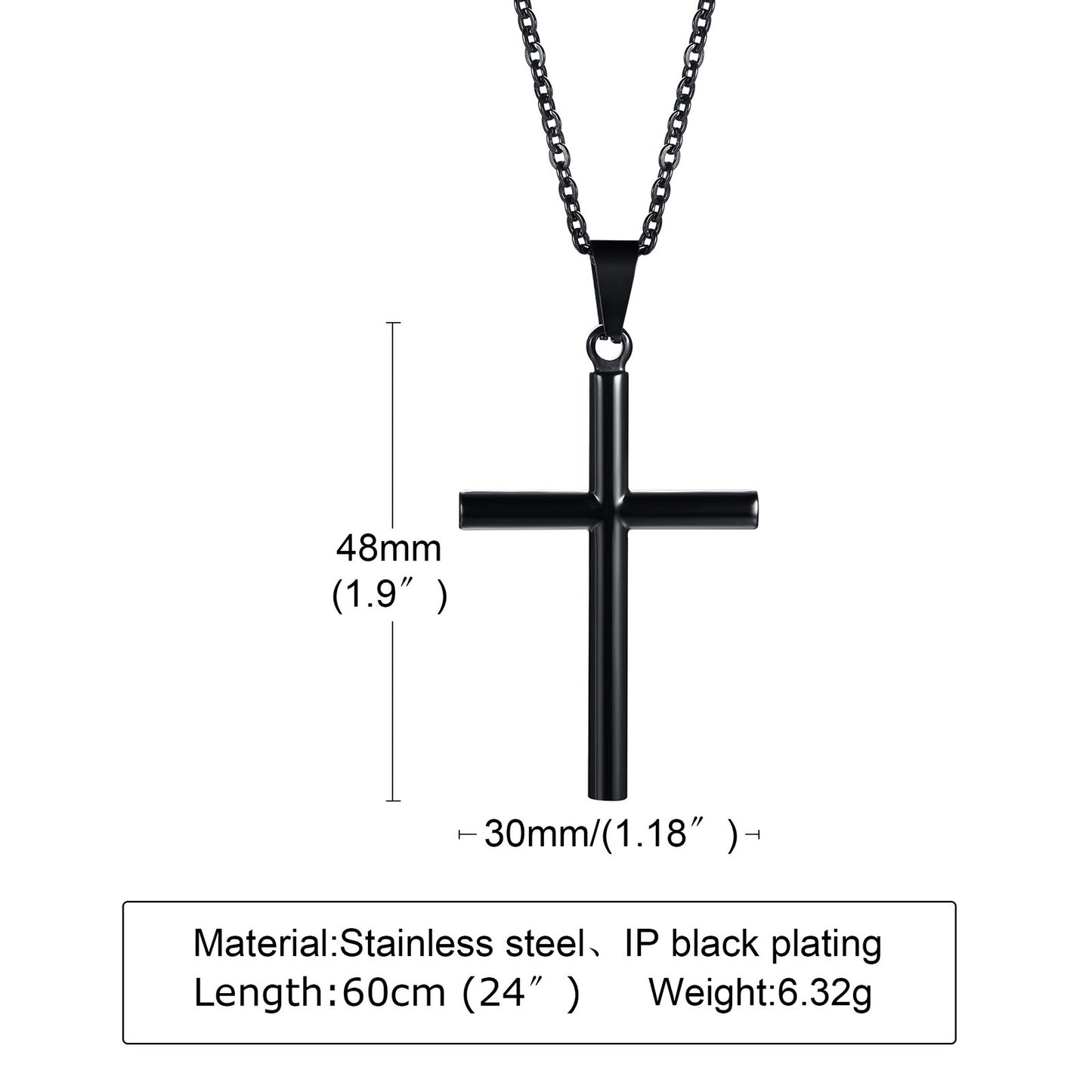 Men's Necklace -Stainless Steel Round Cross Pendant