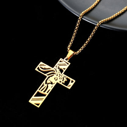 Stainless Steel Hollow Cross Pendant Titanium Steel Necklace