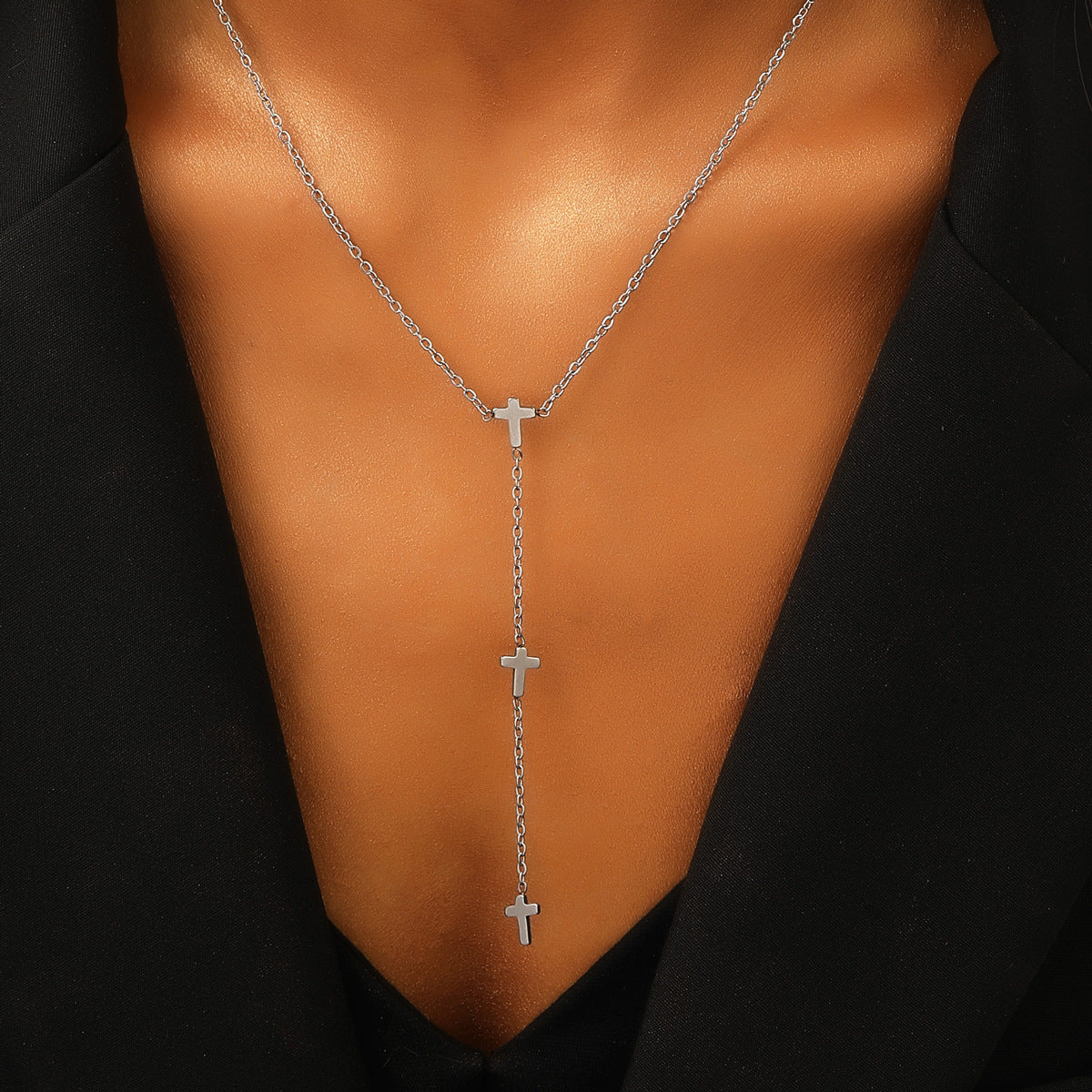 Titanium Steel Stainless Steel Necklace Female Cross Heart