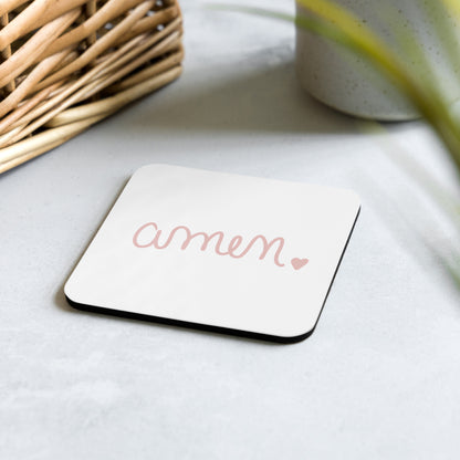 Cork-back coaster - amen.