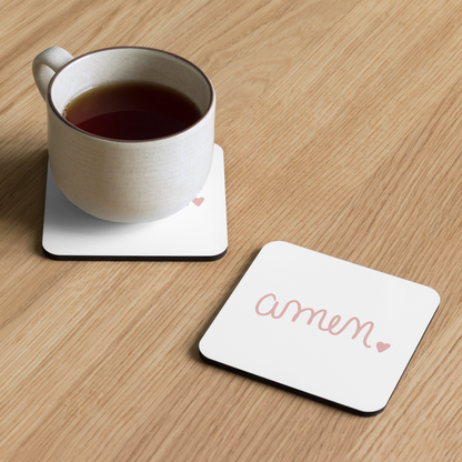 Cork-back coaster - amen.