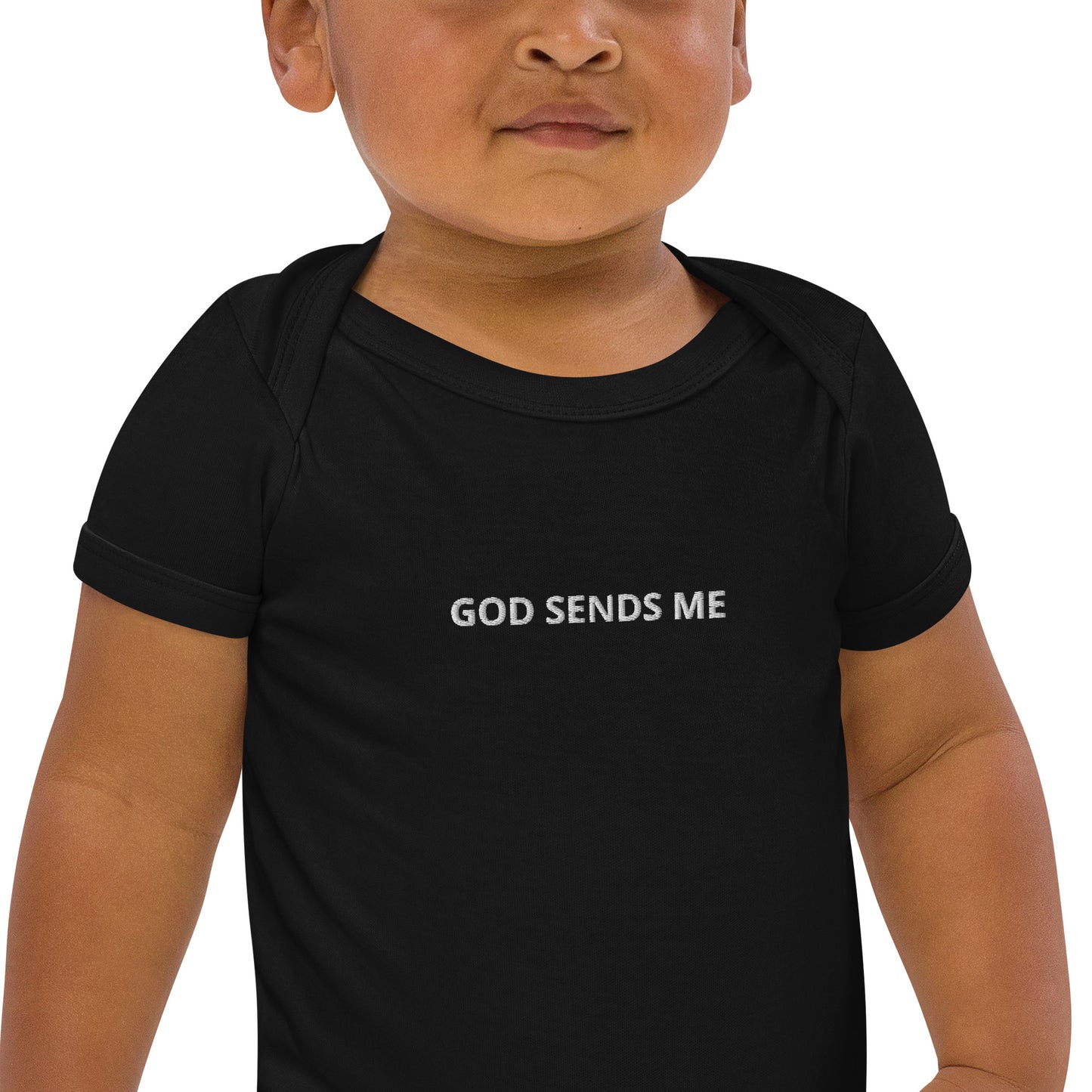 Organic cotton baby bodysuit - god sends me