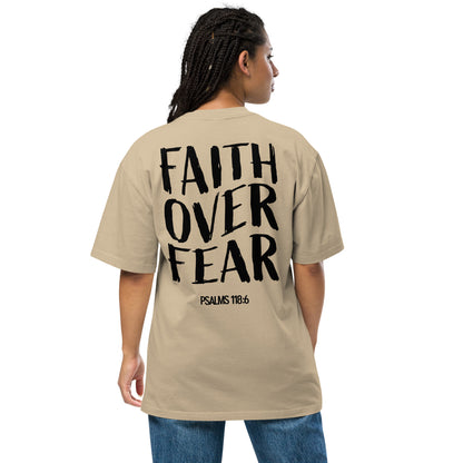 Oversized faded t-shirt unisex - Faith over fear