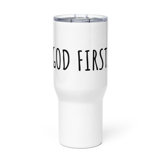 Travel mug with a handle God first.