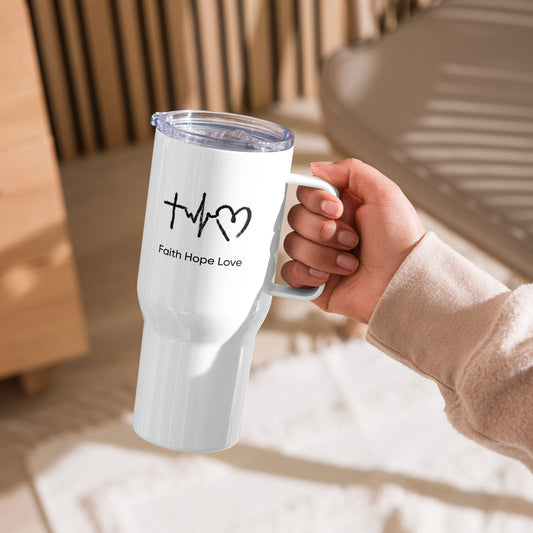 Faith Hope Love Travel mug with a handle