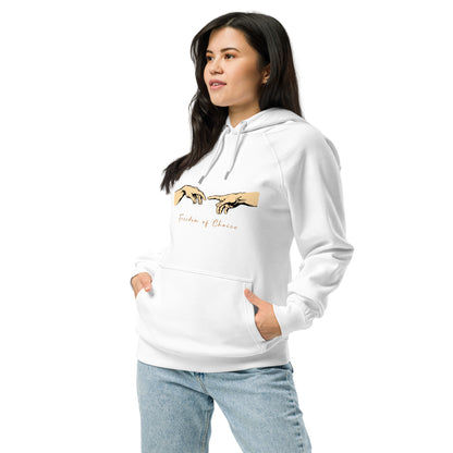 Unisex eco raglan hoodie - Freedom of Choice