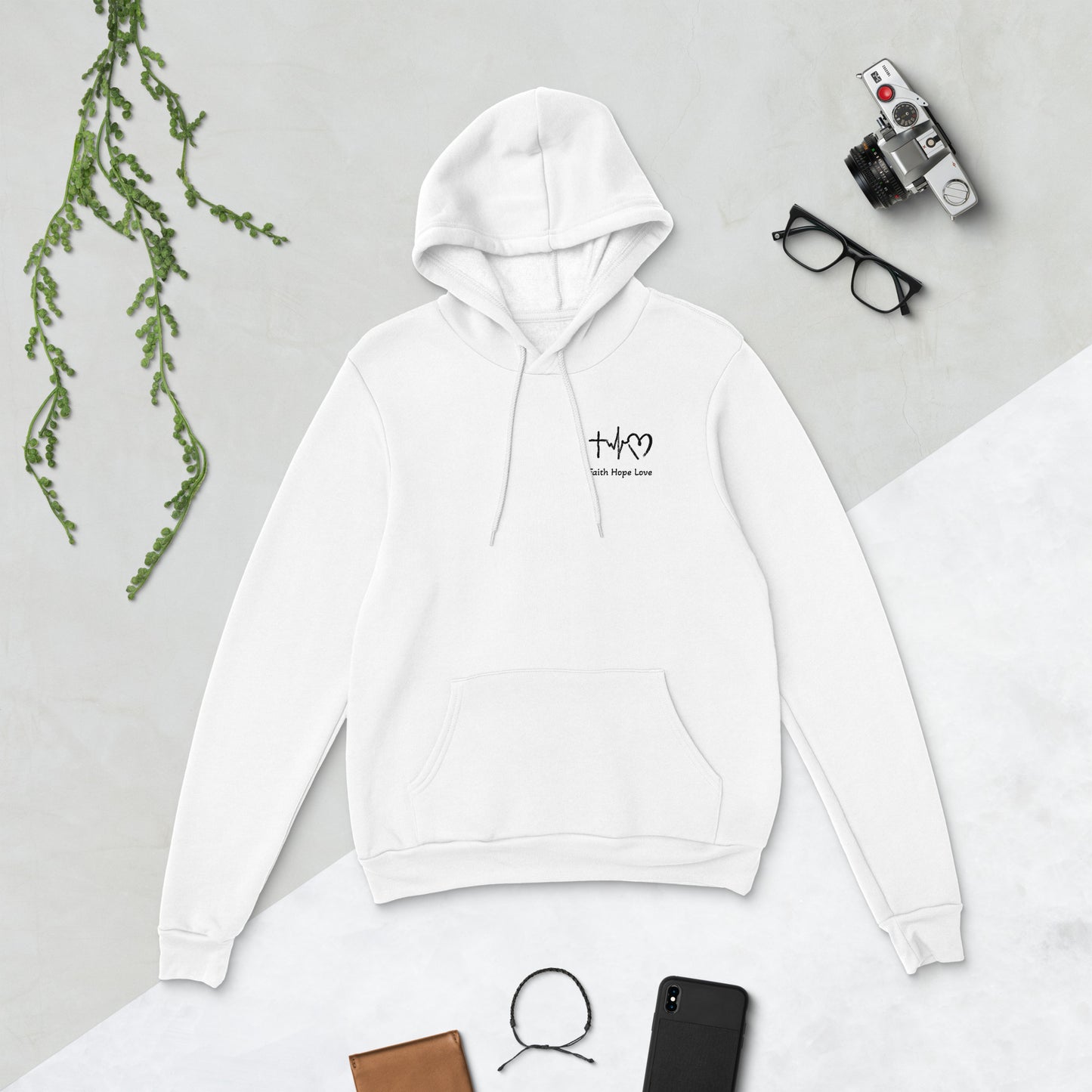 Unisex Hoodie White - Faith Hope Love