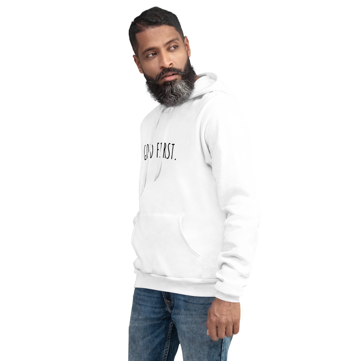 Unisex Hoodie White - God First.