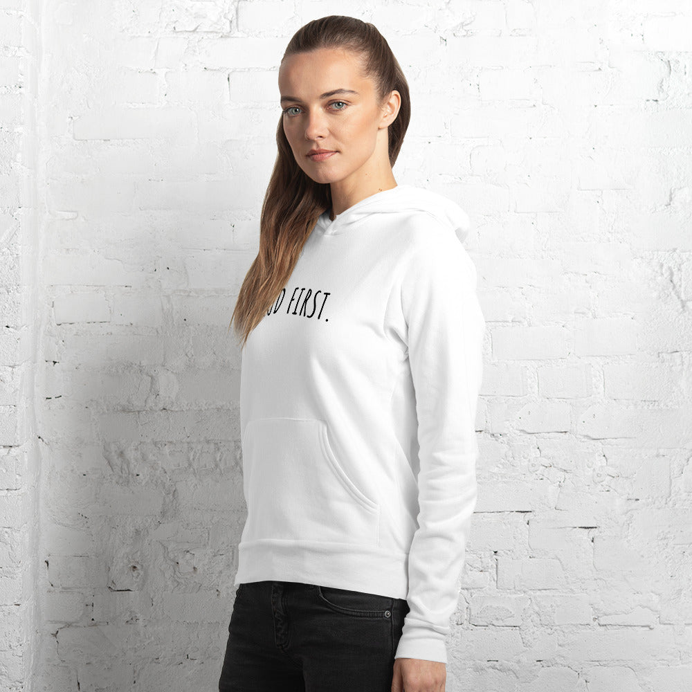 Unisex Hoodie White - God First.